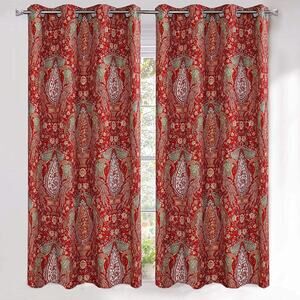 Luxurious Red and Green Paisley Curtains